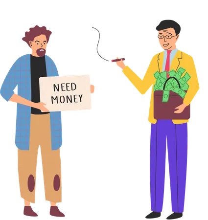 Guy that needs money and successful millionaire  Illustration