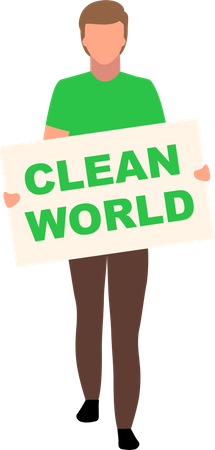 Guy with clean world poster Illustration
