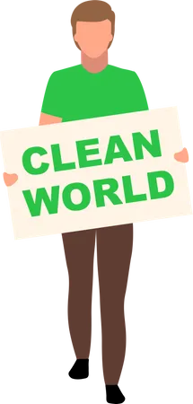 Guy with clean world poster  Illustration