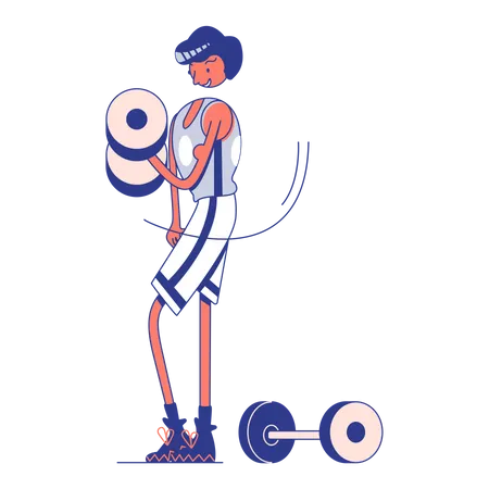 Guy with dumbbells in the gym  Illustration