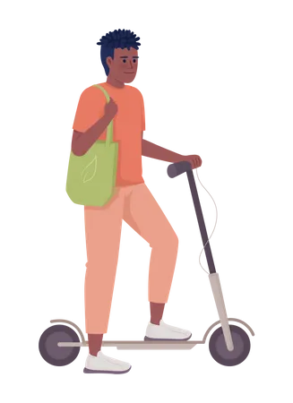 Guy with electric kick scooter Illustration