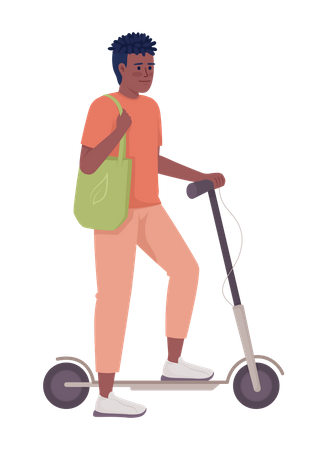 Guy with electric kick scooter  Illustration