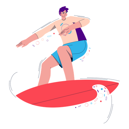 Guy With Surfboard Illustration