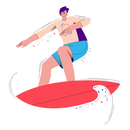 Guy With Surfboard  Illustration