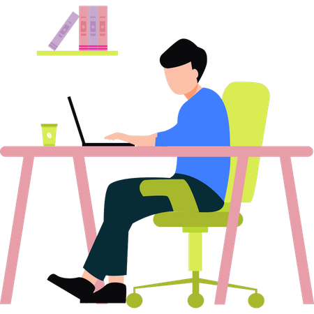 Guy working online from home  Illustration