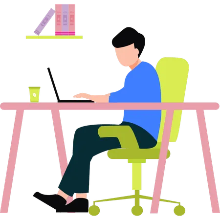 Guy Working Online From Home Illustration