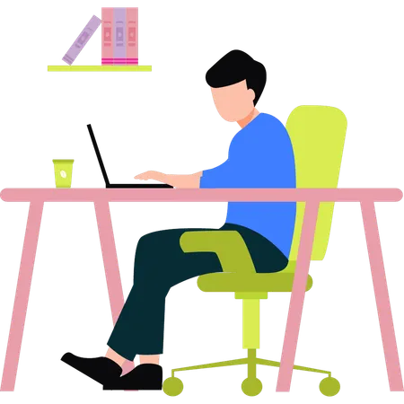 Guy working online from home  Illustration