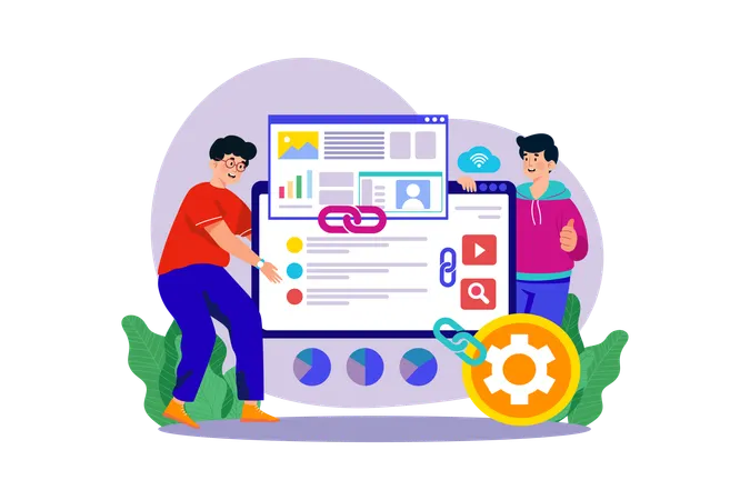 Guys Are Doing Seo Link Building  Illustration
