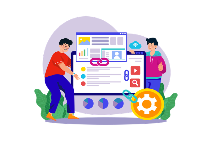 Guys Are Doing Seo Link Building  Illustration