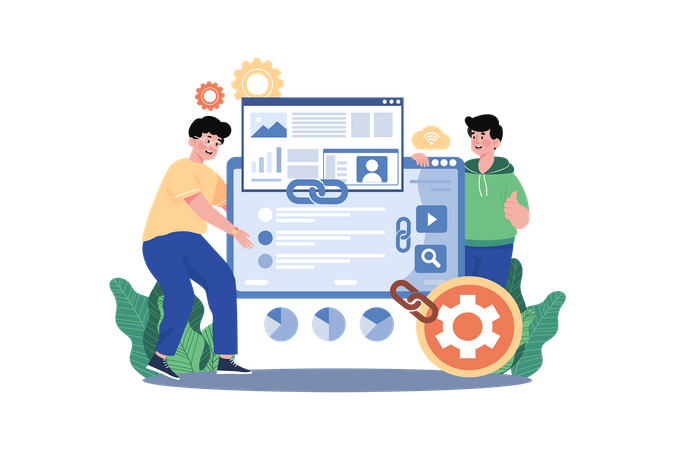 Guys Are Doing Seo Link Building  Illustration