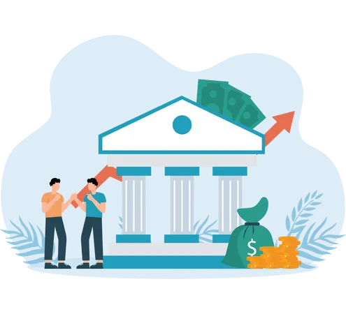 Guys checking Bank Loan  Illustration