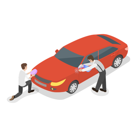 Guys cleaning and Washing car  Illustration