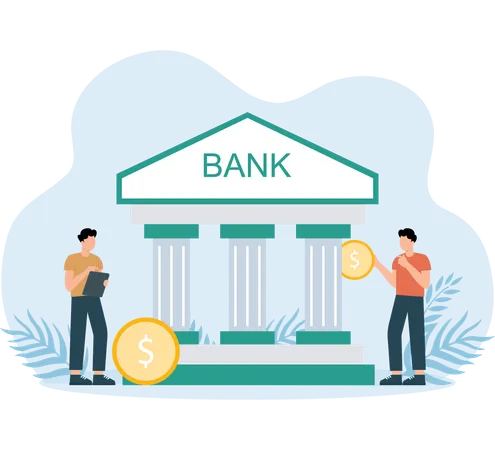 Guys doing Bank investment  Illustration