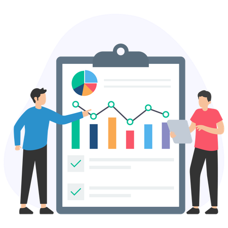 Guys doing Business Analysis report  Illustration