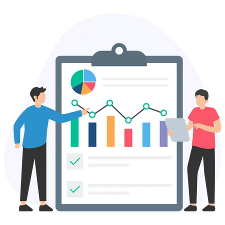 Guys doing Business Analysis report  Illustration