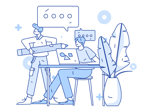 Guys doing business discussion  Illustration