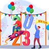 guys doing new year party preparation illustrations free