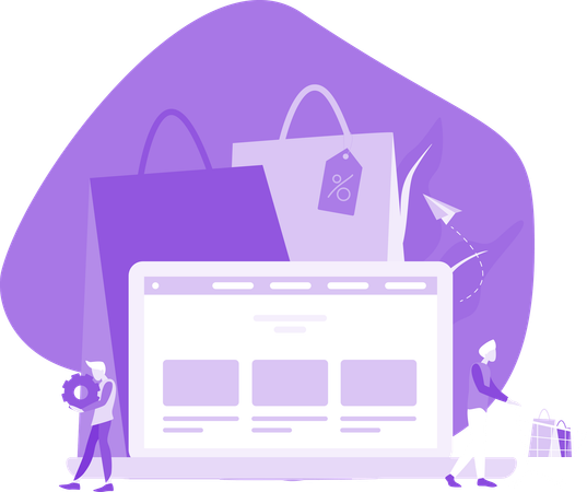 Guys Doing Online Retail Shopping  Illustration