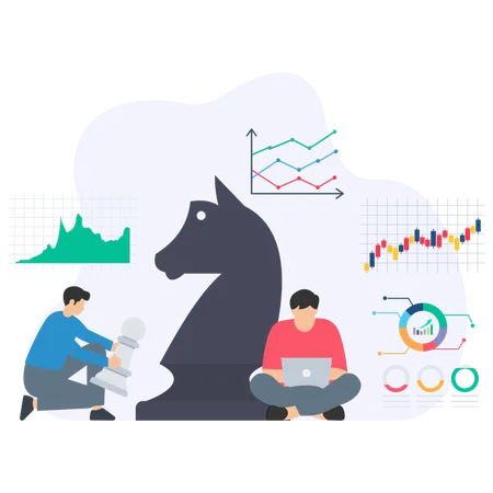 Guys looking Business Strategy  Illustration