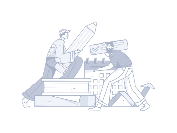 Guys making learning schedule  イラスト