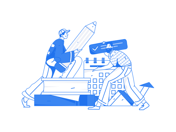 Guys making learning schedule  イラスト