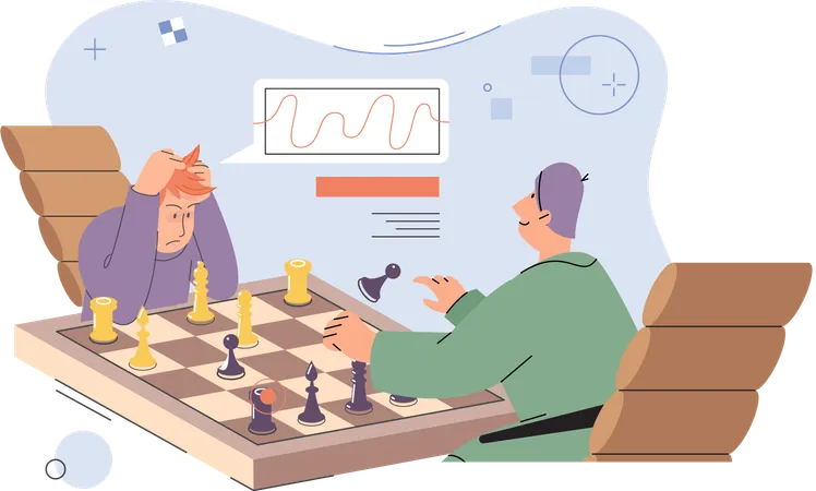 Guys playing chess game  Illustration