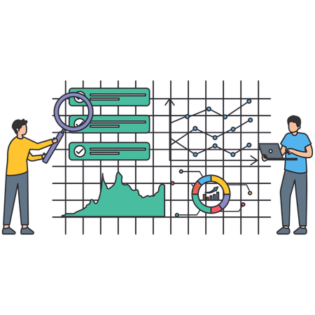 Guys research on Market Status  Illustration