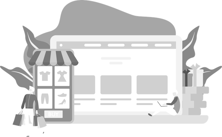Guys Shopping From Online Marketplace  Illustration