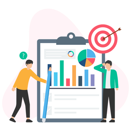 Guys showing Financial Report  Illustration