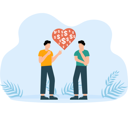 Guys with Love of Money and Benefit for teamwork  Illustration