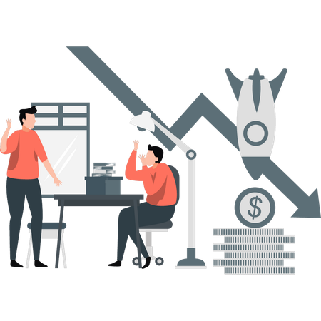 Guys working in office for startup loss  Illustration
