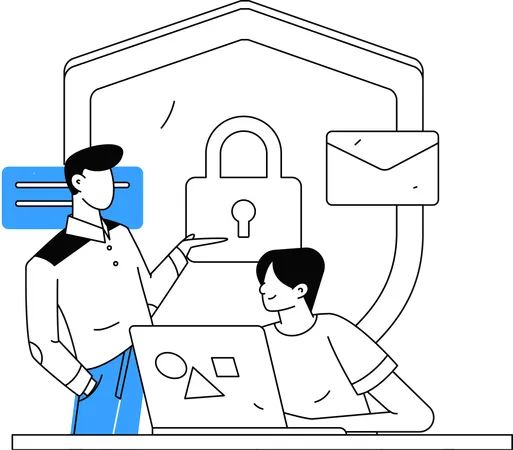 Guys working on server security  Illustration