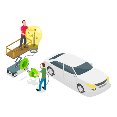 Guys working with Eco Technology  Illustration