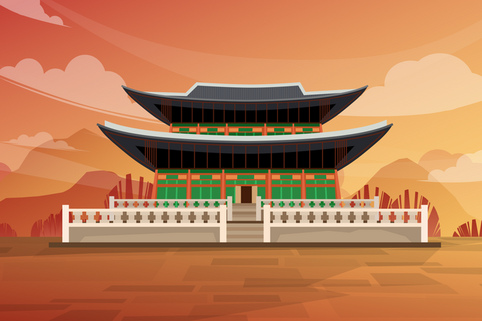 Gyeongbokgung palace in Seoul  Illustration