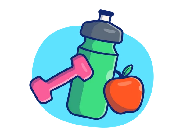Gym bottle with healthy diet Illustration