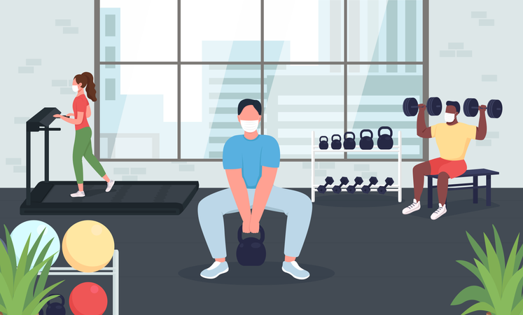 Gym during quarantine  イラスト