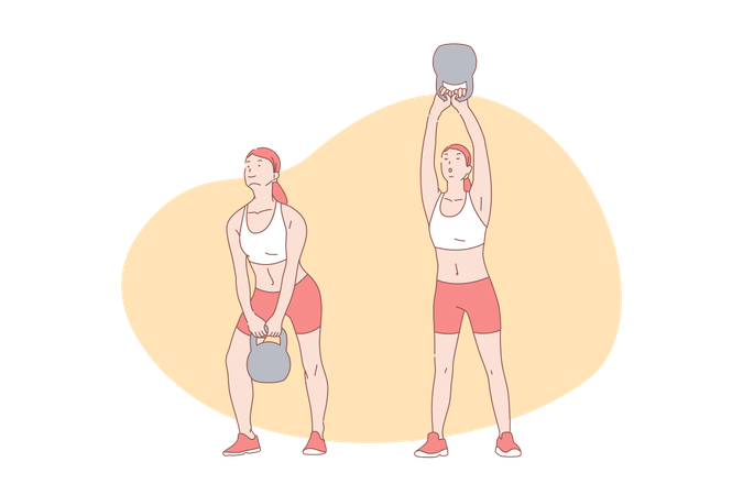 Gym exercise with equipment  イラスト