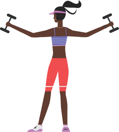 Gym girl doing dumbbell exercise  Illustration