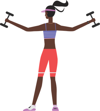 Gym girl doing dumbbell exercise  Illustration