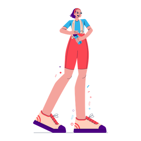 Gym girl with water bottle Illustration