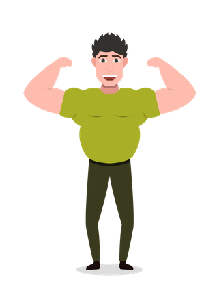 Gym Guy Showing His arms Muscle Illustration