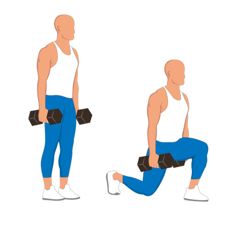 Homme de gym faisant des exercices d'haltères  Illustration