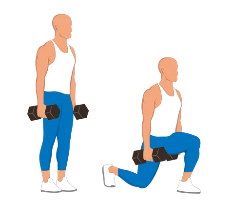 Homme de gym faisant des exercices d'haltères  Illustration