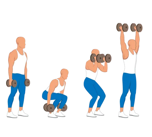 Homme de gym faisant des exercices d'haltères  Illustration