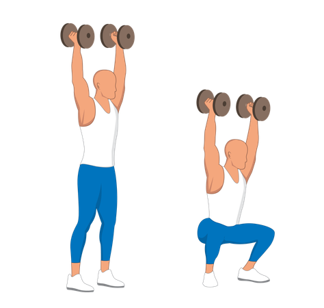 Gym man doing dumbbell  exercise  Illustration