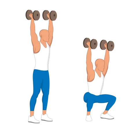 Gym man doing dumbbell  exercise  Illustration
