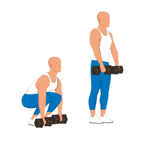 Gym man doing dumbbells exercise  Illustration