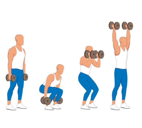 Gym man doing dumbbells exercise  Illustration