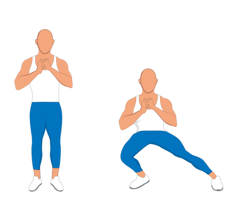 Gym man doing side lungs exercise  Illustration