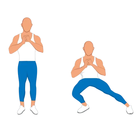 Gym man doing side lungs exercise  Illustration